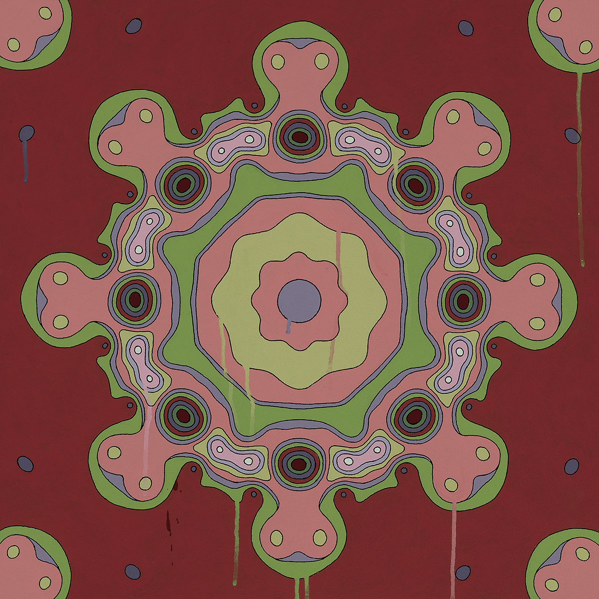 <br/>Solanum Toggle, 10/22/2025<br/>24" x 24"<br/>acrylic and opaque marker on canvas